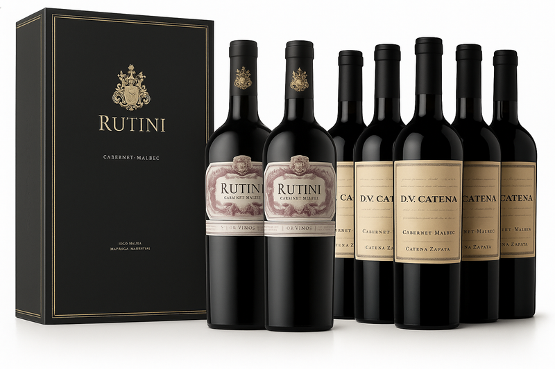 Kit Exclusivo de Vinos Premium – Rutini &amp; D.V. Catena (Cabernet-Malbec) X 750ml Pack X8